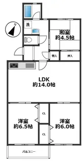 上田東町住宅2号棟【4階】の間取り