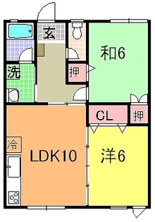 グランドハイツB【2階】の間取り