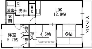 香里ヶ丘I番館【4階】の間取り