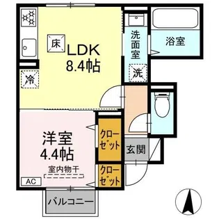 ハニーハイム【1階】の間取り
