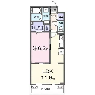 ディアコート唐崎【3階】の間取り
