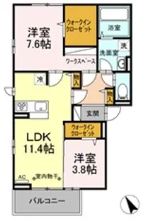 山梨県甲府市住吉5【アパート】の間取り