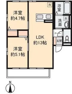 ハイム瀧B【1階】の間取り