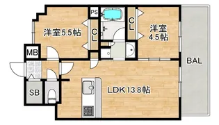 大阪府大阪市阿倍野区美章園1【マンション】の間取り
