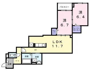 2LDKの間取り画像