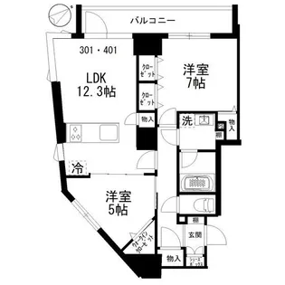 カスガ ディアコート赤坂【3階】の間取り