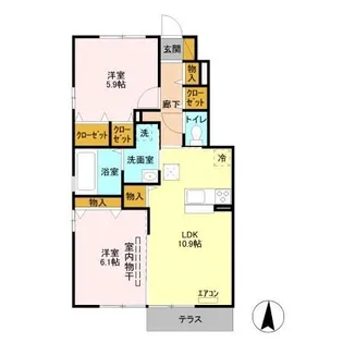 フルール・ド・ティアラ E【1階】の間取り