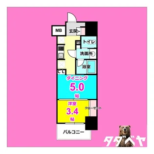 パークアクシス名古屋山王橋【12階】の間取り