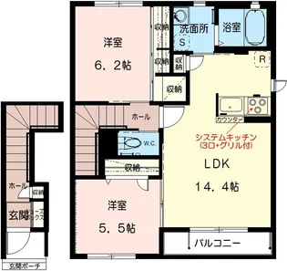 ヴィラ・アーブII【2階】の間取り