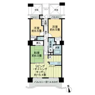 ライオンズタワー榴岡【8階】の間取り