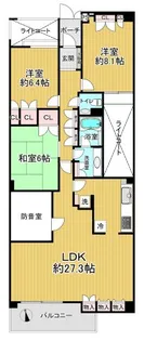 センチュリオン生田【3階】の間取り