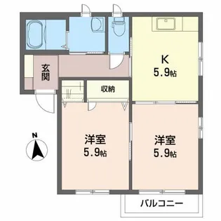 モントレー若宮 B【2階】の間取り