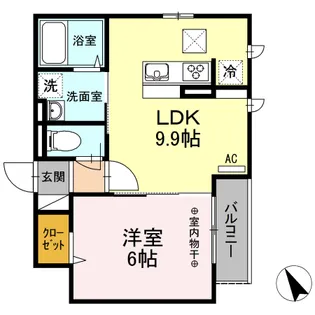 イースト河辺【1階】の間取り