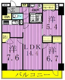 ロイヤルKJ【14階】の間取り