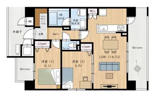(仮称)那珂川ヒルズ【3階】の間取り