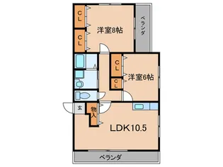 メルベ-ユ苦楽園【2階】の間取り