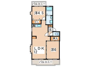 プランドール美しが丘【3階】の間取り