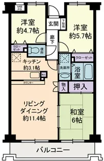エントピアつきみ野【4階】の間取り