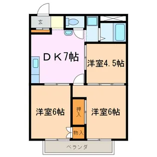 コーポラスタウン白鳥C棟・D棟【1階】の間取り