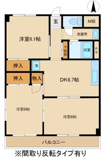 銀星ハイツ B棟【1階】の間取り