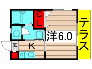 カ-サソレイユ梅島【1階】の間取り