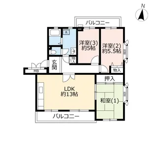 URラ・ヴェール茅ヶ崎鶴が台【5階】の間取り