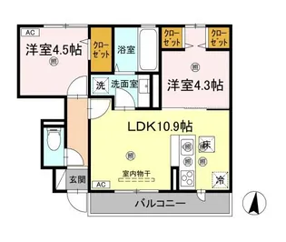 愛媛県新居浜市一宮町1【アパート】の間取り