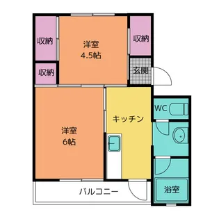 ビレッジハウス下有知 1号棟【2階】の間取り