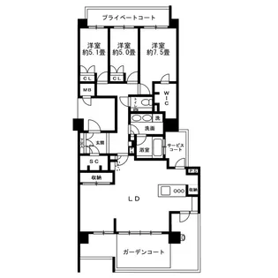 アイランドシティ・アクアコートI区7番館【8階】の間取り
