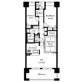 ルナコート富田林【2階】の間取り