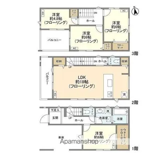 埼玉県川口市南鳩ヶ谷3【一戸建】の間取り
