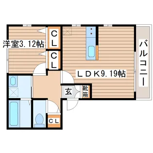 リブシェ上杉B【2階】の間取り