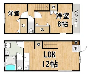 大阪府東大阪市大蓮東5【一戸建】の間取り