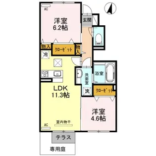 リヴェールコート名谷【1階】の間取り