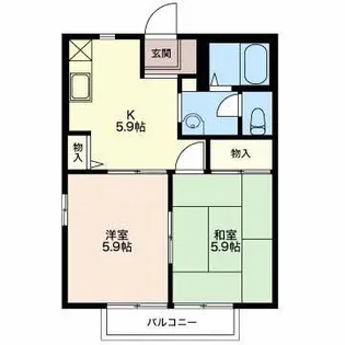 プランドール赤代?B【2階】の間取り