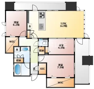 デュオヒルズ出島水辺の森【12階】の間取り