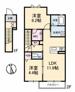 Green-shower 田園 D棟【2階】の間取り