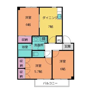 サンシティ小坂井 C【1階】の間取り