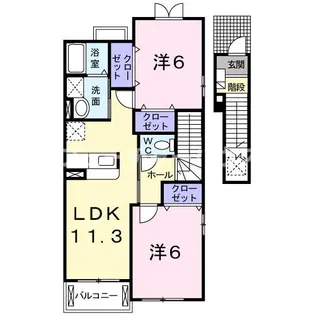 サニープラシードB【2階】の間取り