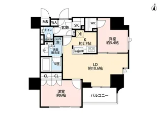 ジオ西新宿ツインレジデンス ウエスト棟【7階】の間取り