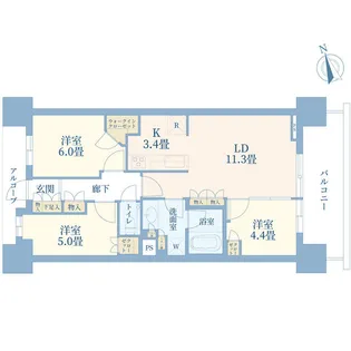 ドレッセタワー南町田グランベリーパーク【5階】の間取り