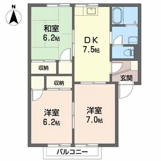 フレグランス南久米 B棟【1階】の間取り