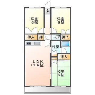 ハーモニーキュウブ寄木戸B【1階】の間取り