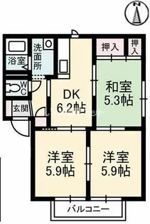 ジュネス・ルミエール A棟【1階】の間取り