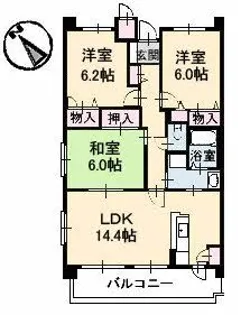 アンソレイユ大町【3階】の間取り