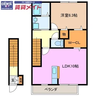 サンガーデン上川 A【2階】の間取り