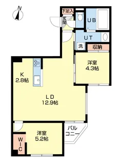Lcreate新さっぽろ【2階】の間取り