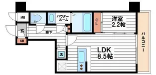 ルーエ天満橋【15階】の間取り