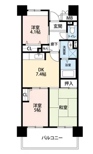 公社賃貸SMALIO 鷹合【1階】の間取り