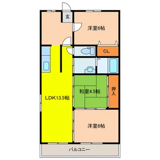 ピュアシティ琴芝【3階】の間取り
